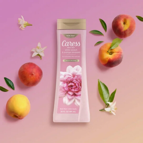 Caress Body Wash for Women, Daily Silk White Peach & Orange Blossom for Dry Skin